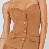 Valencia Strapless Bustier Top Mocha