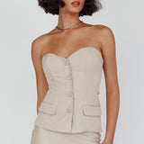 Valencia Strapless Bustier Top Oat