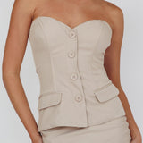 Valencia Strapless Bustier Top Oat