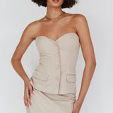 Valencia Strapless Bustier Top Oat
