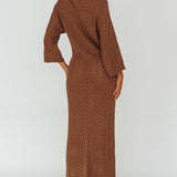 Alouette 3/4 Sleeve Crochet Midi Dress Cocoa