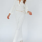 Alouette 3/4 Sleeve Crochet Midi Dress Cream