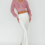 Chica Dulce Heart Button Knit Crop Top Blush