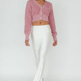 Chica Dulce Heart Button Knit Crop Top Blush
