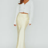 Chica Dulce Heart Button Knit Crop Top Cream