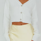 Chica Dulce Heart Button Knit Crop Top Cream