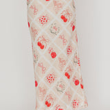 Flowering Romantic Print A-Line Maxi Skirt Beige