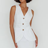 Philomena Button Vest Top White