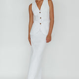 Philomena Button Vest Top White