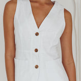 Philomena Button Vest Top White