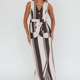 Philomena Button Pocket Vest Top Stripe Black