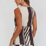 Philomena Button Pocket Vest Top Stripe Black