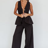 Philomena Wide-Leg Pants Black