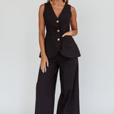 Philomena Wide-Leg Pants Black