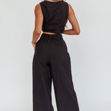 Philomena Wide-Leg Pants Black
