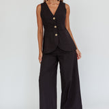 Philomena Wide-Leg Pants Black