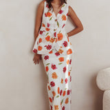 Philomena Maxi Skirt Floral Orange Multi