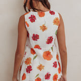 Philomena Button Front Pocket Vest Top Floral Orange Multi