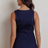 Philomena Button Front Pocket Vest Top Denim