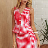 Philomena A-Line Mini Skirt Gingham Red