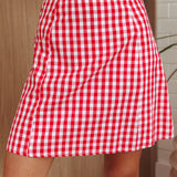 Philomena A-Line Mini Skirt Gingham Red