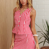 Philomena A-Line Mini Skirt Gingham Red