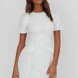 Philomena Button Front Mini Dress White