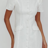 Philomena Button Front Mini Dress White