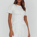 Philomena Button Front Mini Dress White