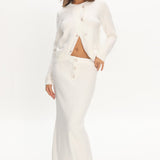 Autumn Breeze Knit Maxi Skirt Off White