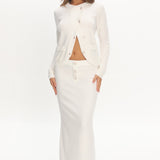Autumn Breeze Knit Maxi Skirt Off White