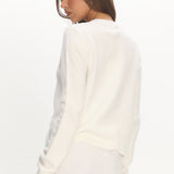 Autumn Breeze Curved Hem Knit Top Off White