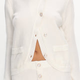 Autumn Breeze Curved Hem Knit Top Off White