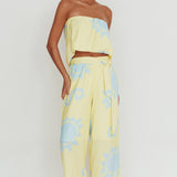 Nectar Sun Print Wide Leg Pants Yellow