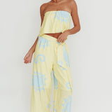 Nectar Sun Print Wide Leg Pants Yellow