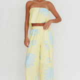 Nectar Sun Print Wide Leg Pants Yellow
