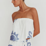 Nectar Sun Print Strapless Top Blue