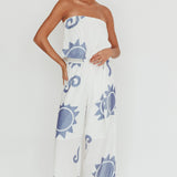 Nectar Sun Print Strapless Top Blue