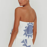 Nectar Sun Print Strapless Top Blue