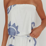 Nectar Sun Print Strapless Top Blue
