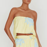 Nectar Sun Print Strapless Top Yellow