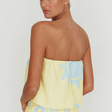 Nectar Sun Print Strapless Top Yellow