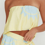 Nectar Sun Print Strapless Top Yellow