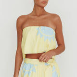 Nectar Sun Print Strapless Top Yellow