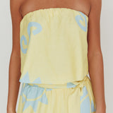 Nectar Sun Print Strapless Top Yellow