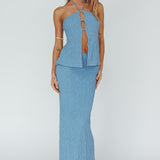 Kalei Textured Midi Skirt Blue