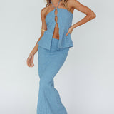 Kalei Textured Midi Skirt Blue
