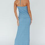 Kalei Textured Midi Skirt Blue