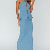 Kalei Textured Midi Skirt Blue