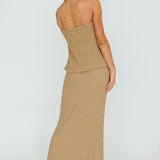 Kalei Textured Midi Skirt Brown